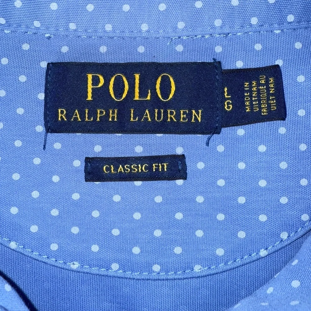 Polo Ralph Lauren Men’s Polo Shirt – Blue Polka Dot Classic Fit – Size Large
